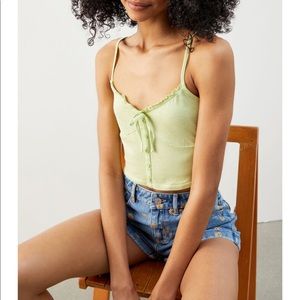 NWT Green Cropped Button Front Cami / Tank Top